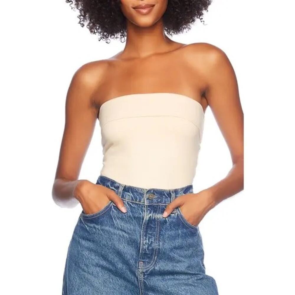 NWT Susana Monaco Size XS Strapless Fold Over Neutral Tube Top in Belgian Cream